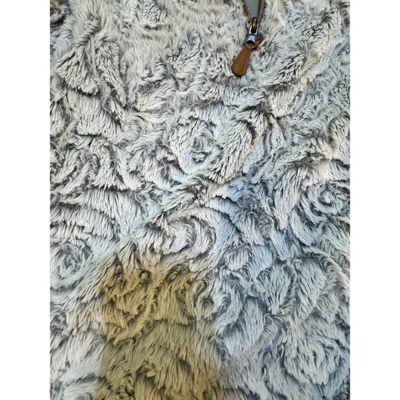Simply Southern 1/4 Zip Pullover Sweater Grey Womens Size L Soft Faux Fur Grey - Picture 3 of 9